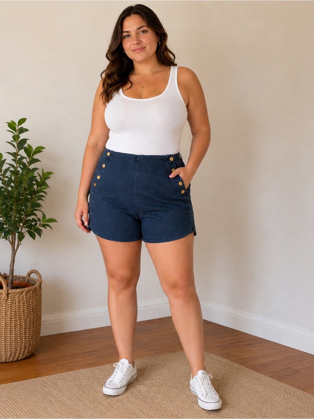Sofia Jeans by Sofia Vergara Julieta Pull-On Sailor Shorts Button Detail Size 14